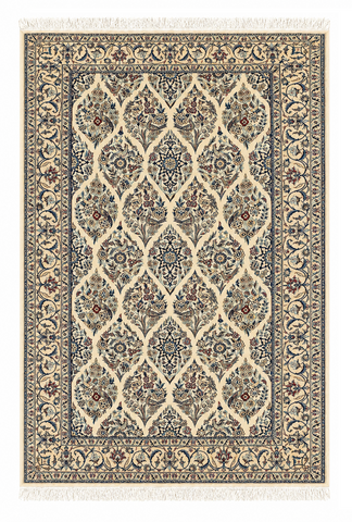 Fine Persian Nain 6La Silk & Wool Handmade Rug Ivory Floral Design 215 × 137 cm