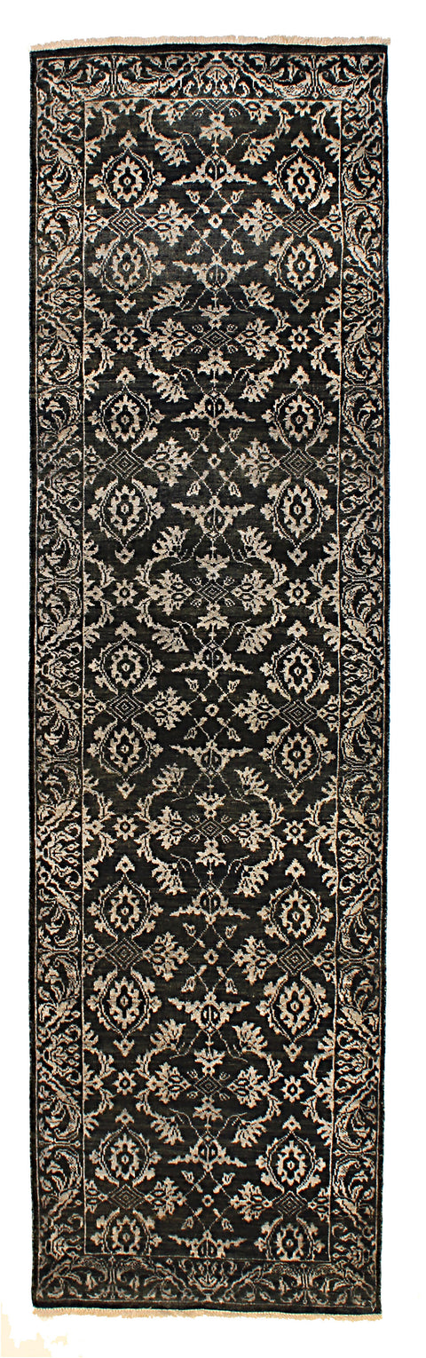 Damask Rug – Beige & Black – 82 × 293 cm