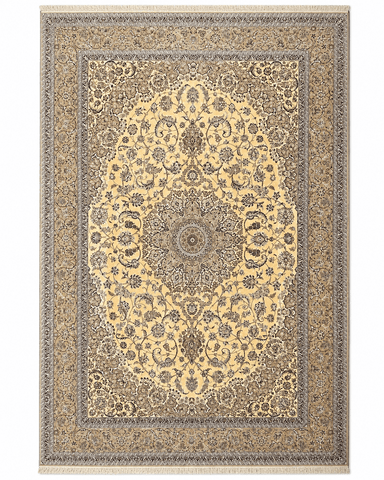 Persian Nain Silk Style Handmade Floral Medallion Rug Beige, Ivory & Charcoal Rectangular Carpet 300 × 200 cm