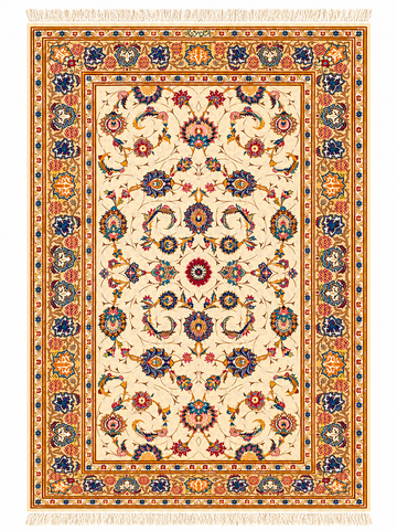 Handmade Antique Persian Kashan Wool & Silk Rug 225x142 cm – Beige & Brown Rug