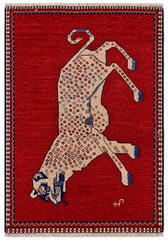 Nomadic Qashqai Tribal Lion Rug 163 x 110 cm (5.35 x 3.61 ft)