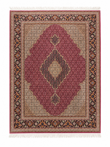Handmade Fine Persian Tabriz Wool & Silk Rug 210x150 cm – Red & Beige Rug