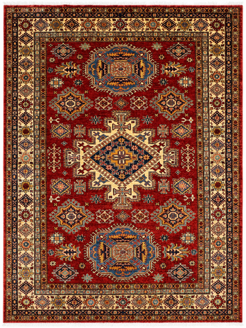 Handmade Super Kazak Wool Rug 167x242 cm – Red & Golden Natural Dye Rug