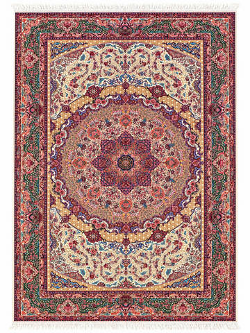 Modern Powerloom Acrylic Rug with Silk Tassels 225x150 cm – Maroon & Beige Rug