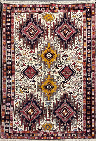 Fine Silk Qashqai Sumak Rug 190 x 115 cm (6.23 x 3.77 ft)