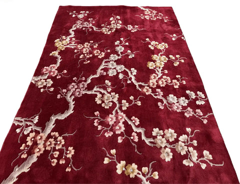 Antique Chinese Handmade Wool Rug - Red - 375 x 275 cm