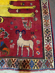 Persian Shiraz Qashqai Tribal Lion Design Rug 147 x 108 m