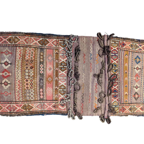 Old Qashai Sadel Bag Tribal Pink Rug - Rugoutlet