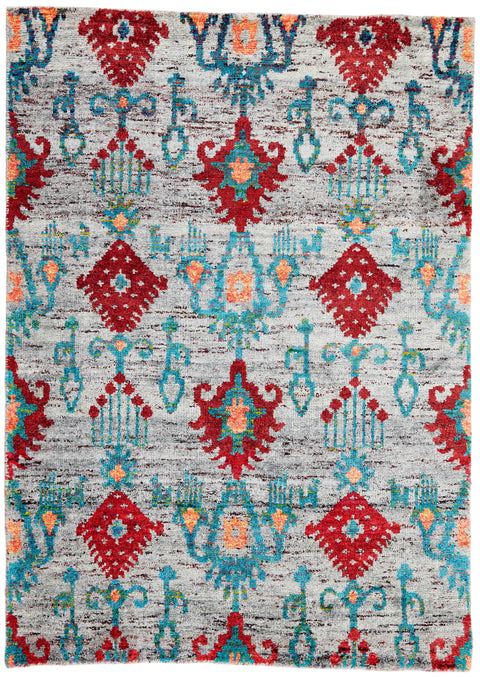 Sari Silk Rug – Black & Red – 170 × 240 cm