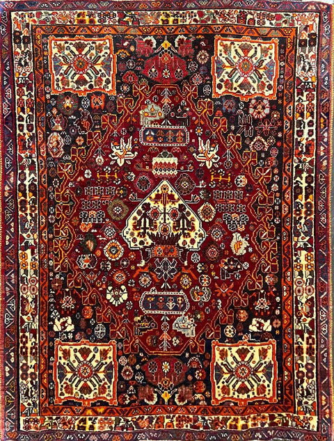 Persian Shiraz Qashqai Tribal Rug 157 x 155 cm
