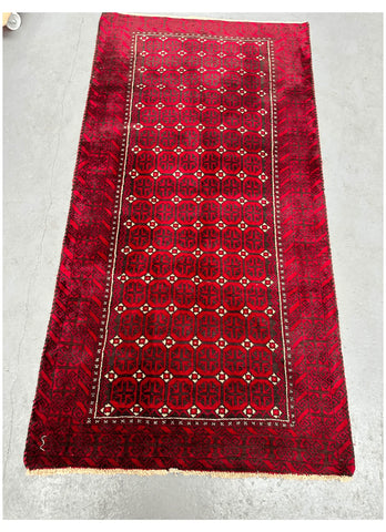 191 x 96 cm Persian Baluch Tribal Red Black Colour