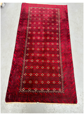 191 x 96 cm Persian Baluch Tribal Hand-Knotted Red Black Colour