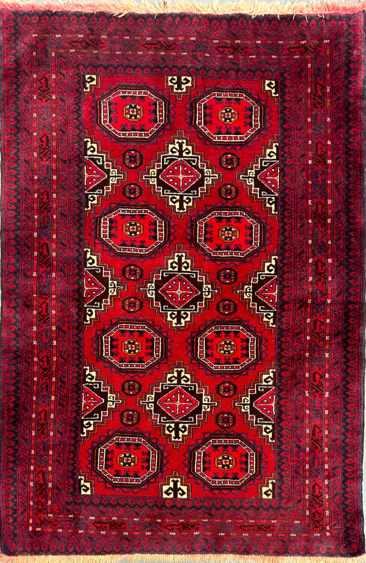 180 x 117 cm Persian Baluch Tribal Hand-Knotted Red Beige Colour Rug