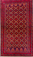 188 x 106 cm Persian Baluch Tribal Hand-Knotted Red Blue Colour