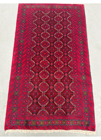 Persian Baluch Tribal Hand-Knotted Rug with a pink and blue color palette