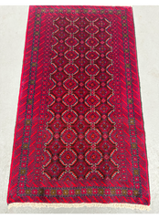 193 x 104 cm Persian Baluch Tribal Hand-Knotted Pink Blue Colour Rug