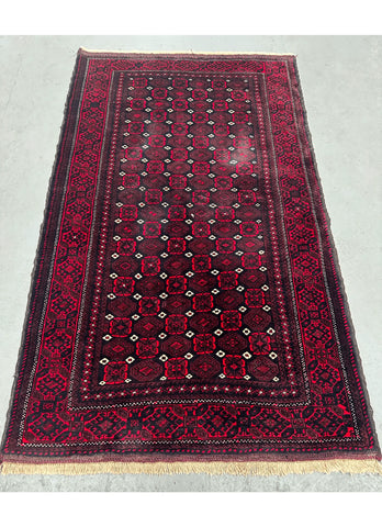 197 x 93 cm Persian Baluch Tribal Red Black Colour Rug