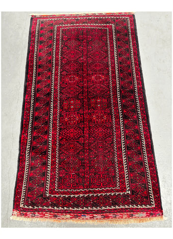161 x 95 cm Persian Baluch Tribal Red Black Colour