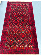 161 x 93 cm Persian Baluch Tribal Hand-Knotted Red Black Colour Rug