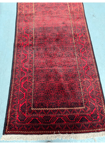 Baluch tribal hand-knotted red and black color 