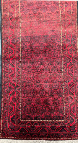 Persian Baluch tribal hand-knotted red and black color 