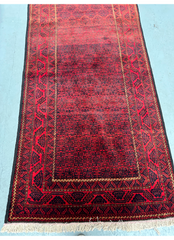 111 x 218 cm Persian Baluch Tribal Hand-Knotted Red Black Colour Rug