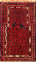 101 x 150 cm Persian Baluch Tribal Hand-Knotted Red Cream Colour Prayer Rug