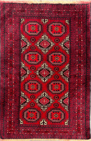 Persian Baluch Tribal Hand-Knotted Red Beige Colour Rug