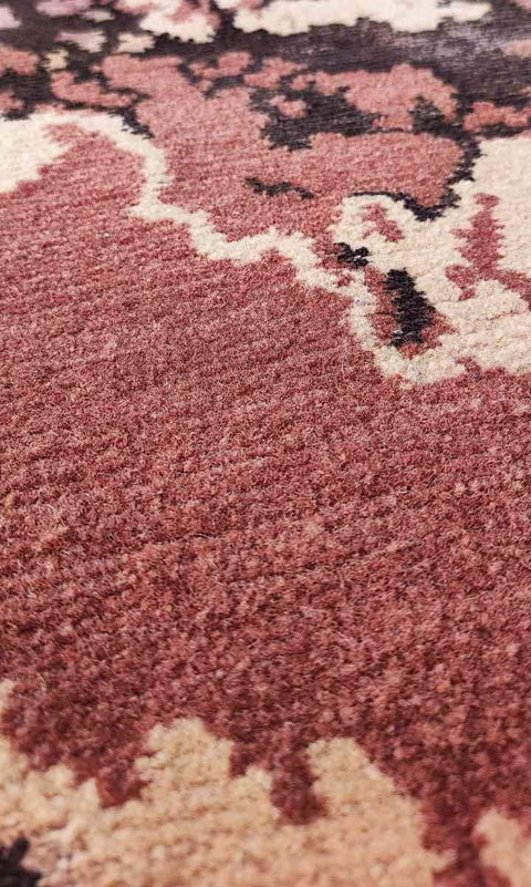 121 x 169 cm Pyramus Nepal TibetaNew wool Red Rug - Rugoutlet