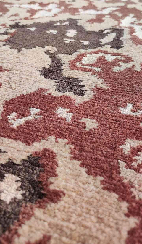 121 x 169 cm Pyramus Nepal TibetaNew wool Red Rug - Rugoutlet