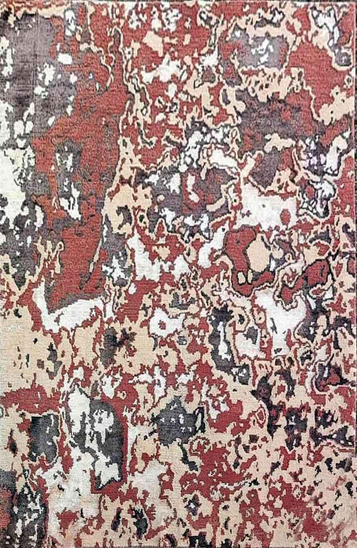 121 x 169 cm Pyramus Nepal Tibetan wool Red Rug - Rugmaster