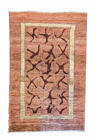 142 x 90 cm Pink & Dark Red Rug - Rugoutlet