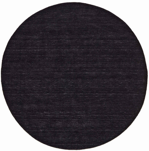 150x150 cm Obsidian Black round Wool Rug - Rugoutlet