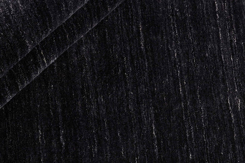 150x150 cm Obsidian Black round Wool Rug - Rugoutlet
