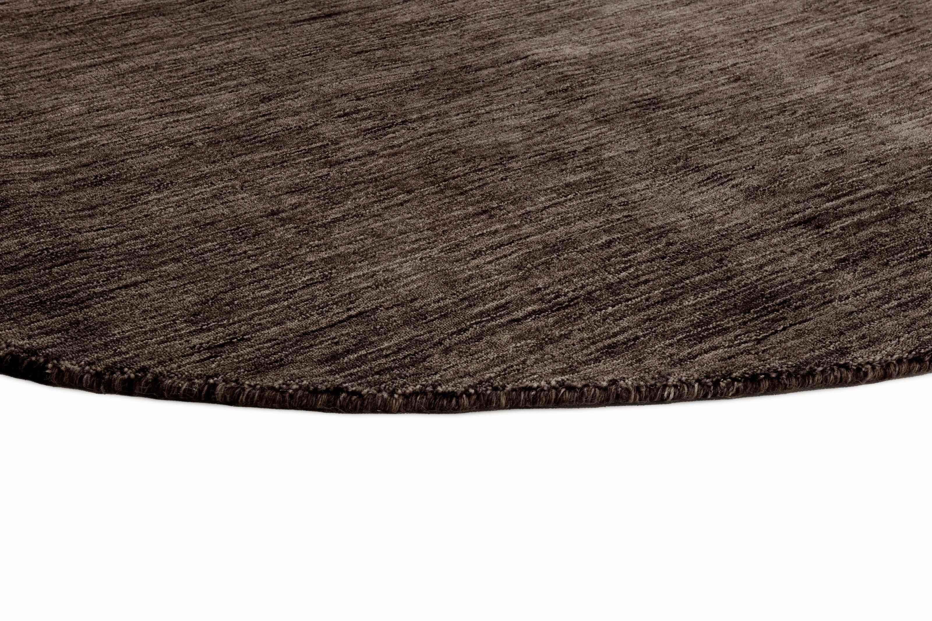 150x150 cm Indian Wool Multicolor Rug-HLC200126, Dark Brown Round - Rugmaster