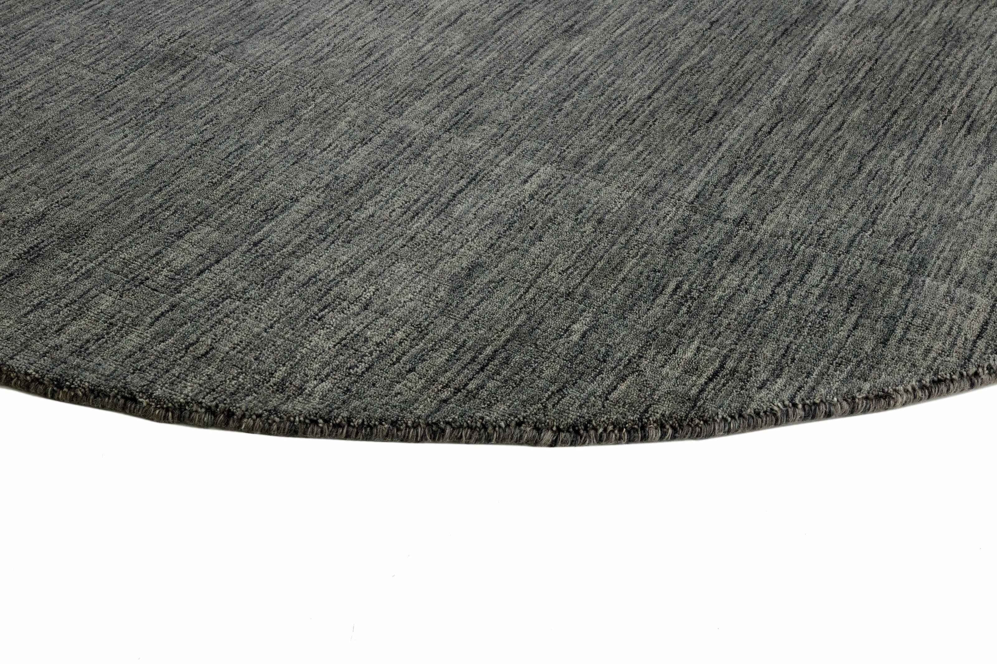 150x150 cm n Wool Multicolor Rug-HLC200126, Dark Grey Round - Rugmaster