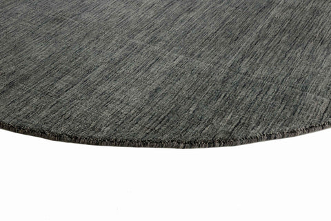 150x150 cm Wool Charcoal grey round Rug-HLC200126 - Rugoutlet