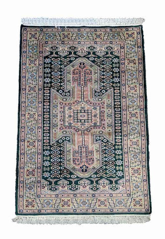 159 x 100 cm Fine Pakistan Green Rug - Rugoutlet