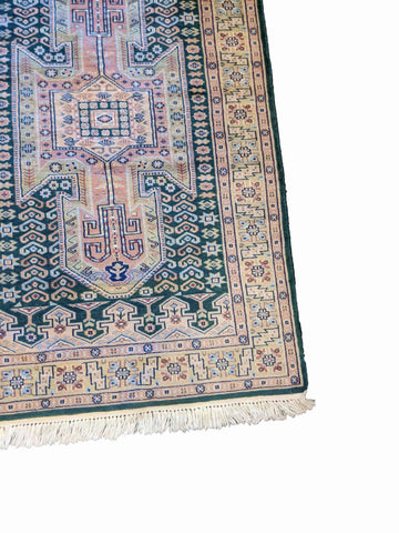159 x 100 cm Fine Pakistan Green Rug - Rugoutlet