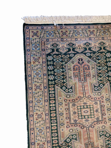 159 x 100 cm Fine Pakistan Green Rug - Rugoutlet