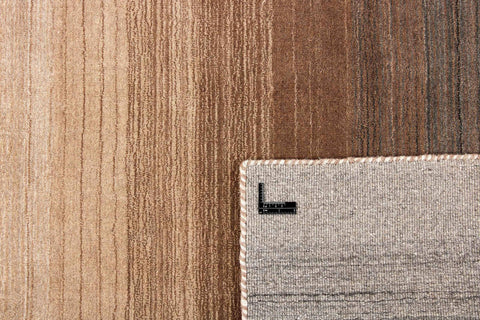 160x90 cm wool Beige & Brown Rug-HLC200106 - Rugoutlet