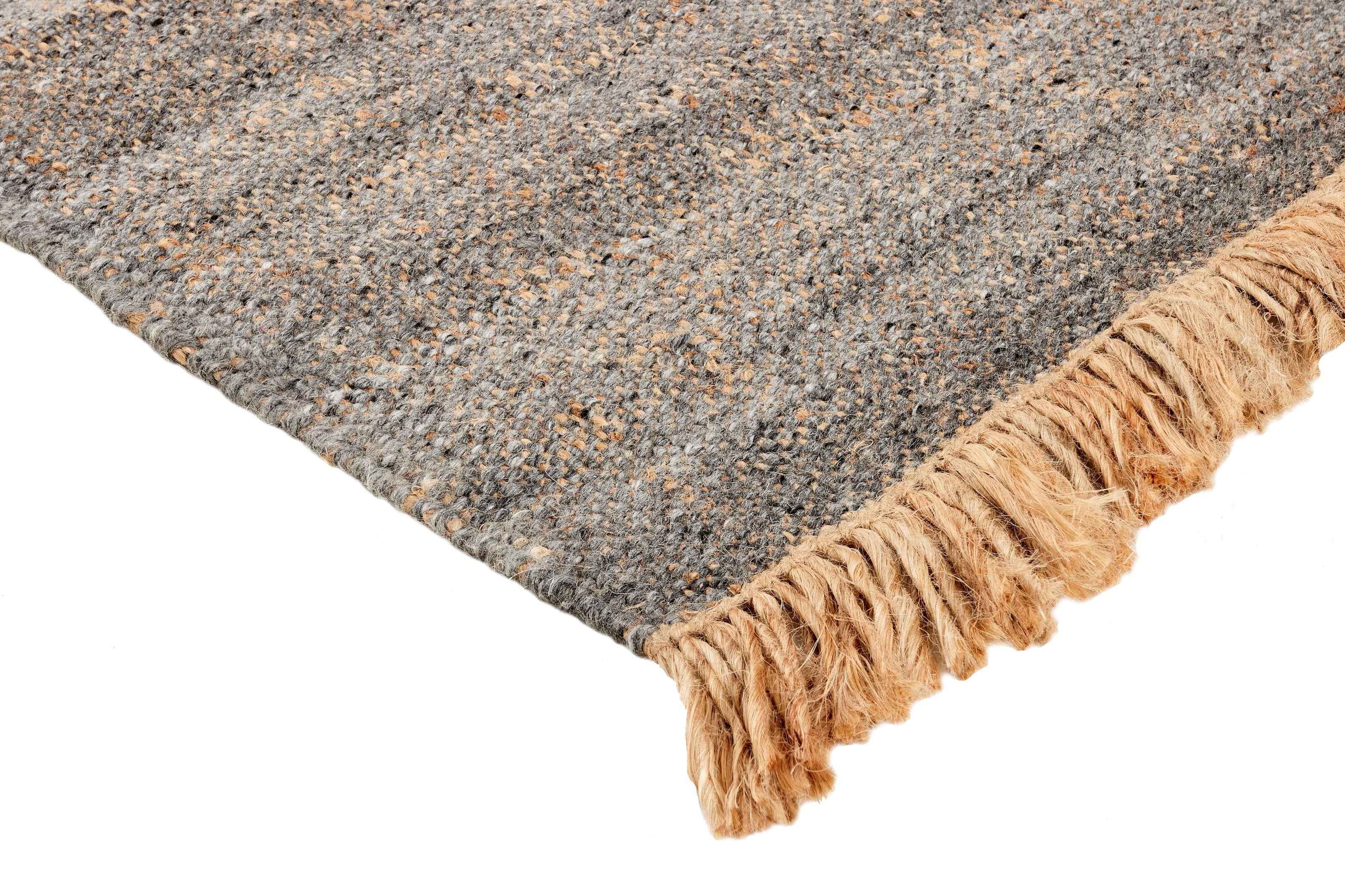 160x160 cm Indian Wool Multicolor Rug-200024WD, Dark Grey - Rugmaster