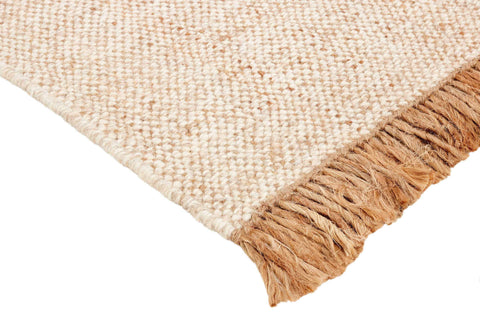 160x90 cm Jute & wool beige flat-weave Rug-200024WD - Rugoutlet