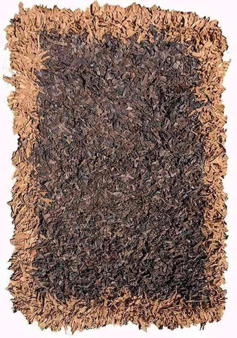 180 x 123 cm Hand knotted leather Brown Rug - Rugoutlet