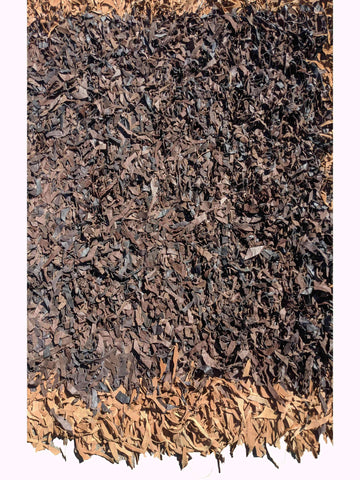 180 x 123 cm Hand knotted leather Brown Rug - Rugoutlet