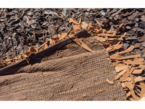 180 x 123 cm Hand knotted leather Brown Rug - Rugoutlet