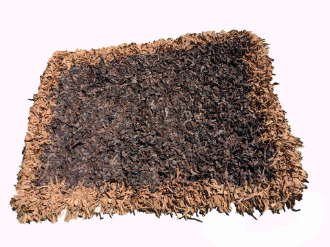 180 x 123 cm Hand knotted leather Brown Rug - Rugoutlet