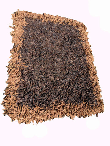 180 x 123 cm Hand knotted leather Brown Rug - Rugoutlet
