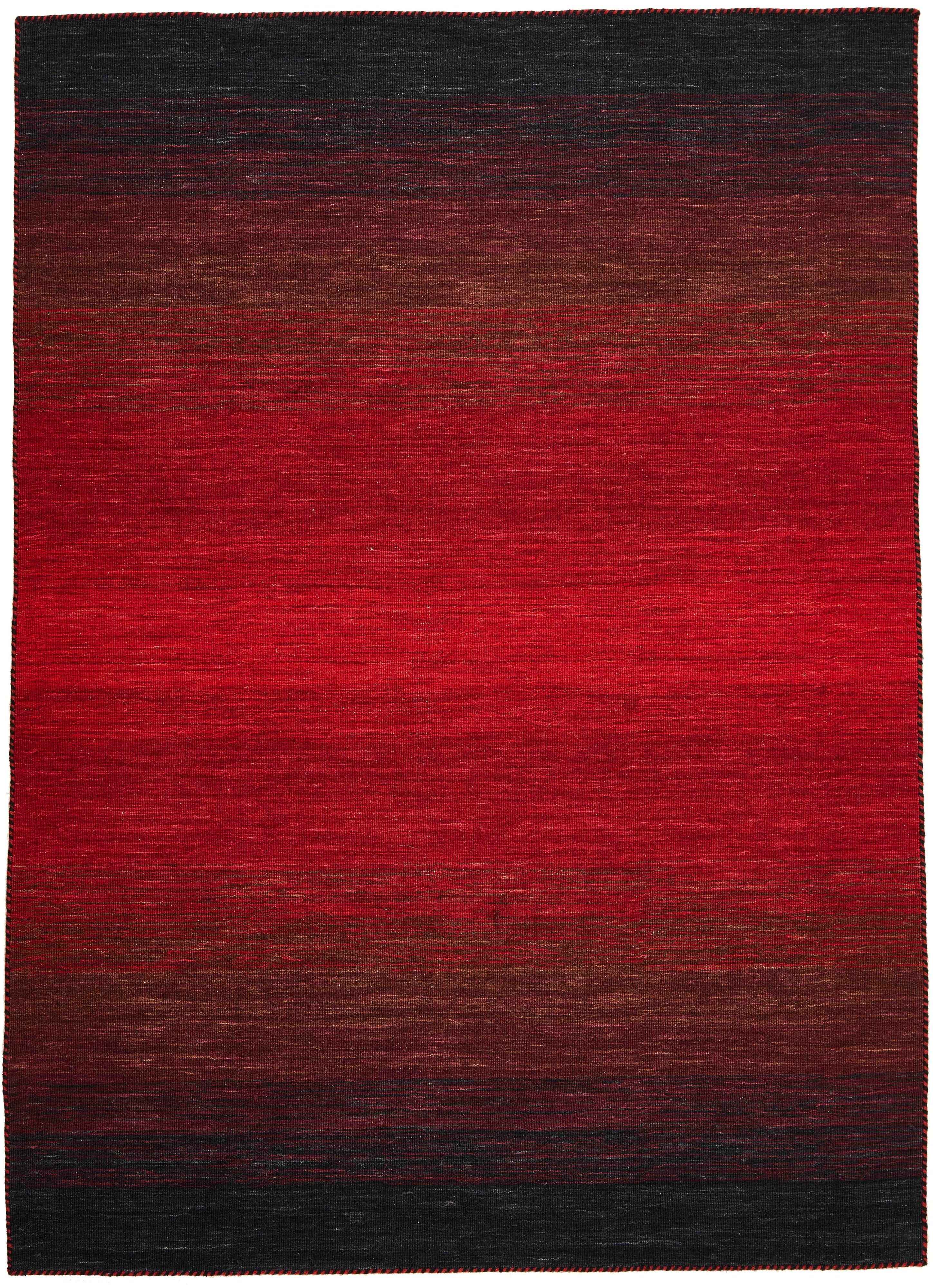 200x140 cm Indian Wool Multicolor Rug-HLD180805, Black Red - Rugmaster