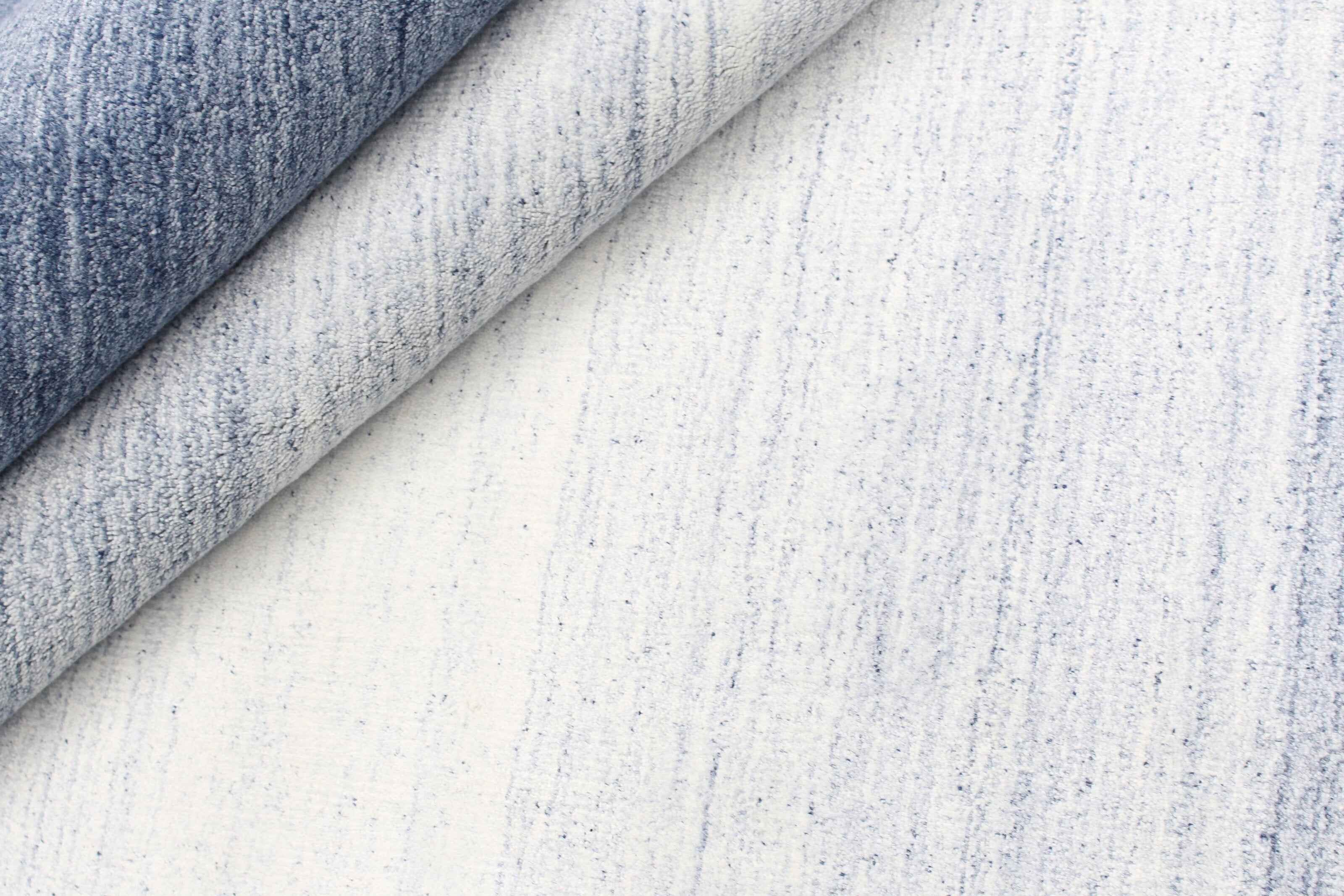 240 x 240 cm Indian Wool/Viscose Blue Rug-Blau, Blue - Rugmaster